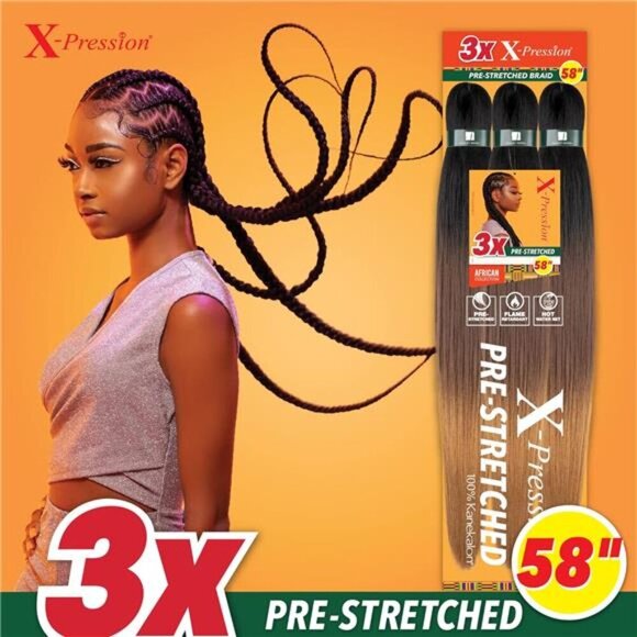Sensationnel X-pression prestretched braiding hair - 3x braid 58 inch all - Picture 3 of 7